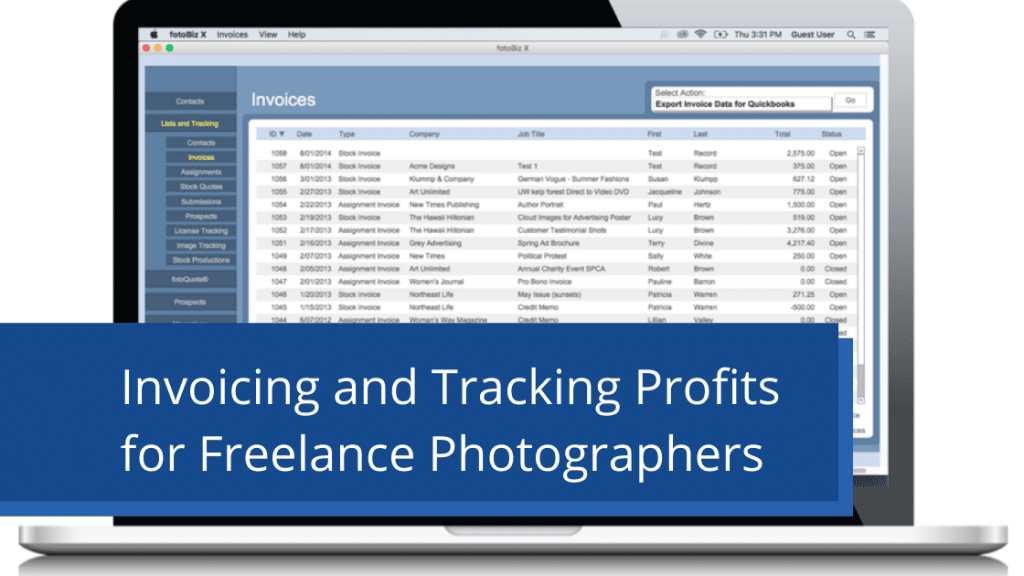 Invoicing and tracking profits with cradoc 's business software for freelance photographers