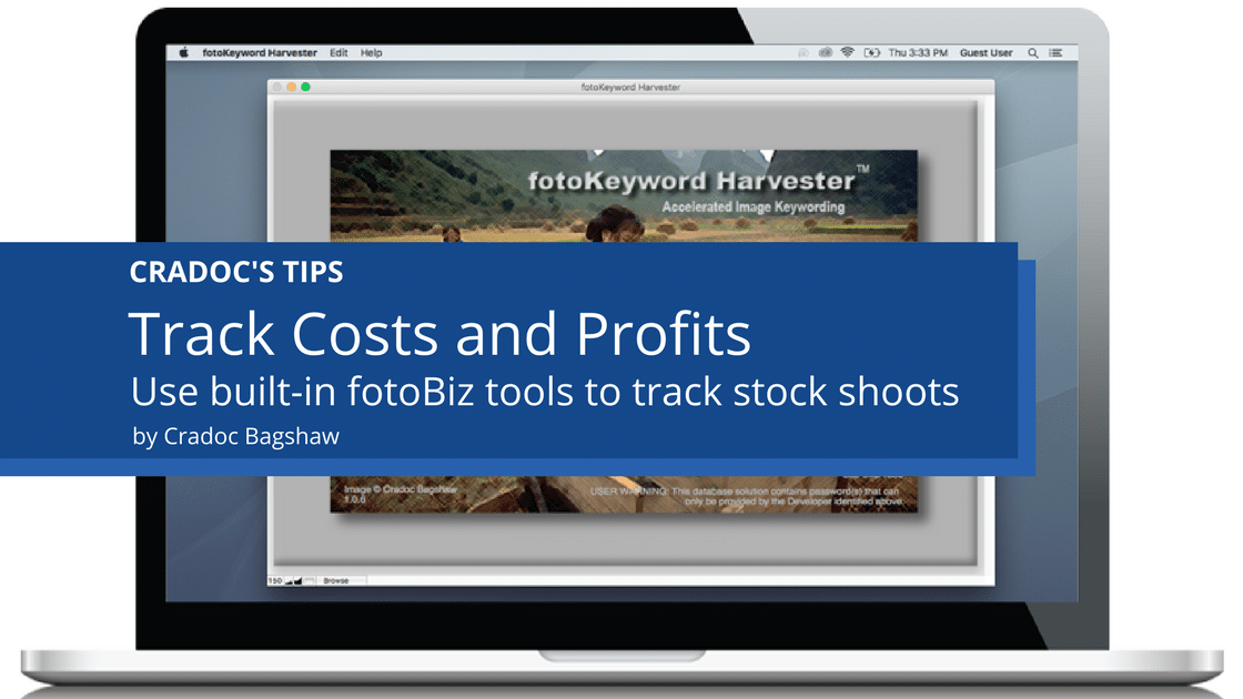 Photographers track costs and profits of stock photo shoots using tools built into fotobiz X from Cradoc fotoSoftware