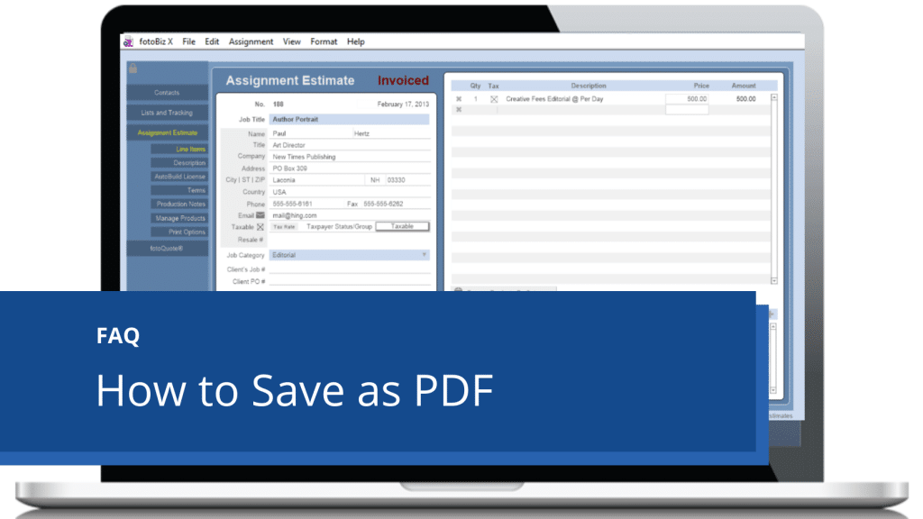 How to save as PDF - Cradoc fotosoftware - business software for professional photographers